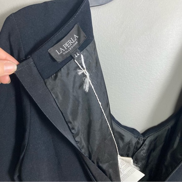 NWT La Perla Classic Black cocktail Dress tailored beaded 44 IT / 8 US Medium - Picture 9 of 14